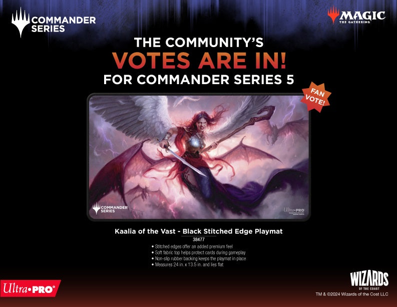 ULTRA PRO - MAGIC: THE GATHERING - COMMANDER SERIES - THREE COLOR WEDGE - VOTE DES FANS - TAPIS DE JEU À SURPIQÛRES NOIRES KAALIA