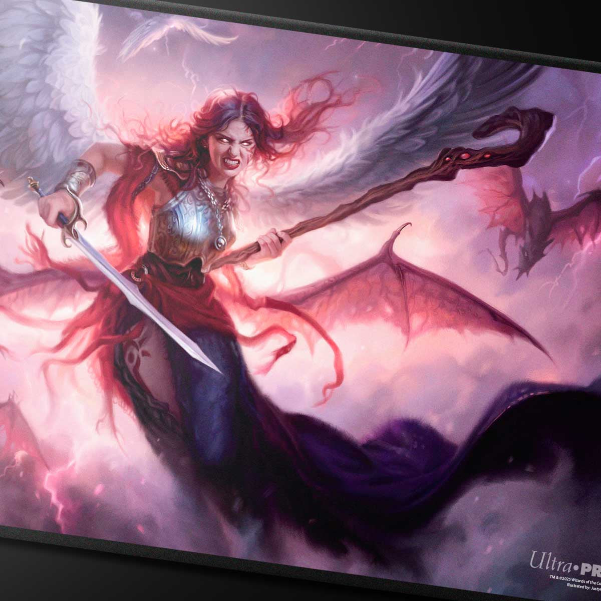 ULTRA PRO - MAGIC: THE GATHERING - COMMANDER SERIES - THREE COLOR WEDGE - VOTE DES FANS - TAPIS DE JEU À SURPIQÛRES NOIRES KAALIA