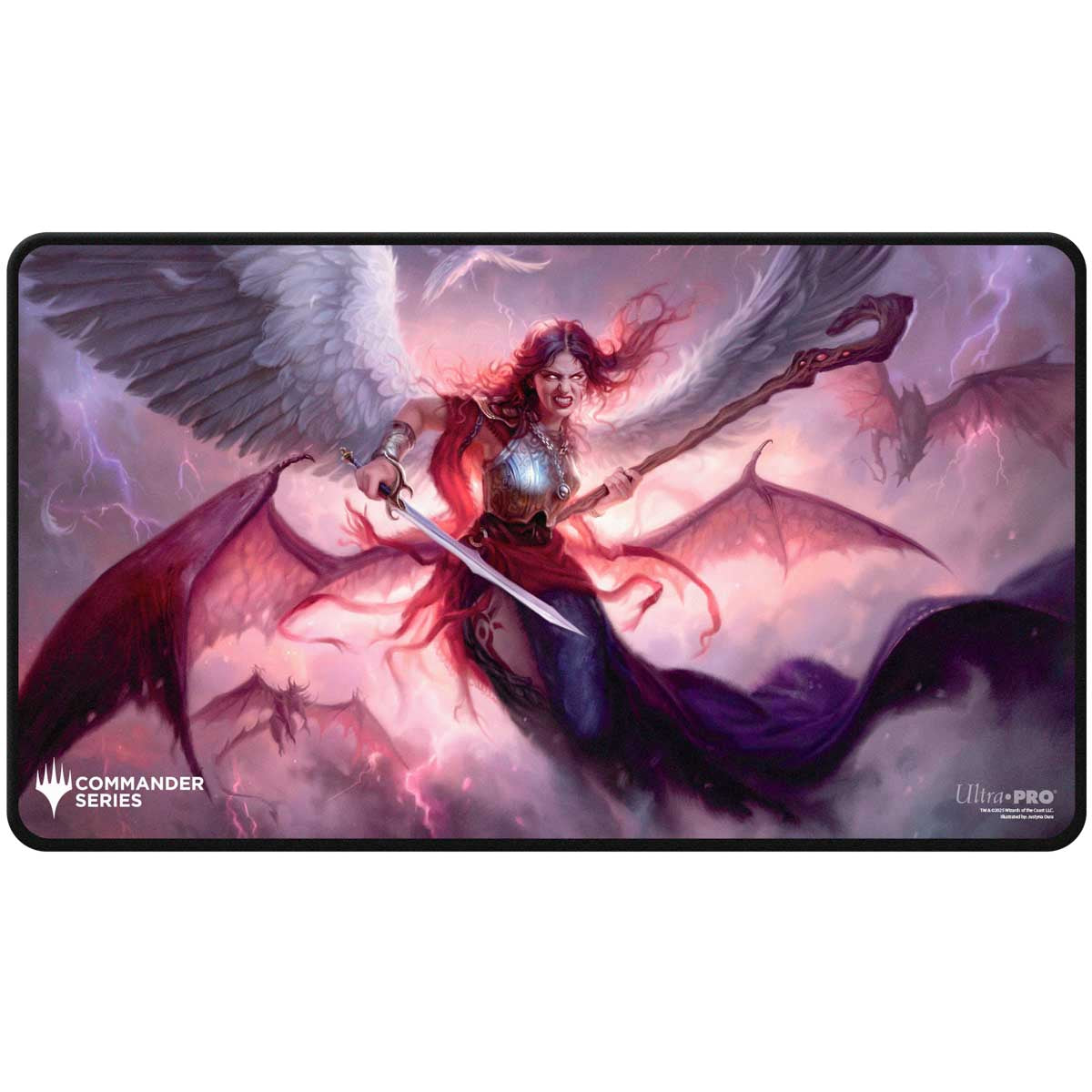 ULTRA PRO - MAGIC: THE GATHERING - COMMANDER SERIES - THREE COLOR WEDGE - VOTE DES FANS - TAPIS DE JEU À SURPIQÛRES NOIRES KAALIA