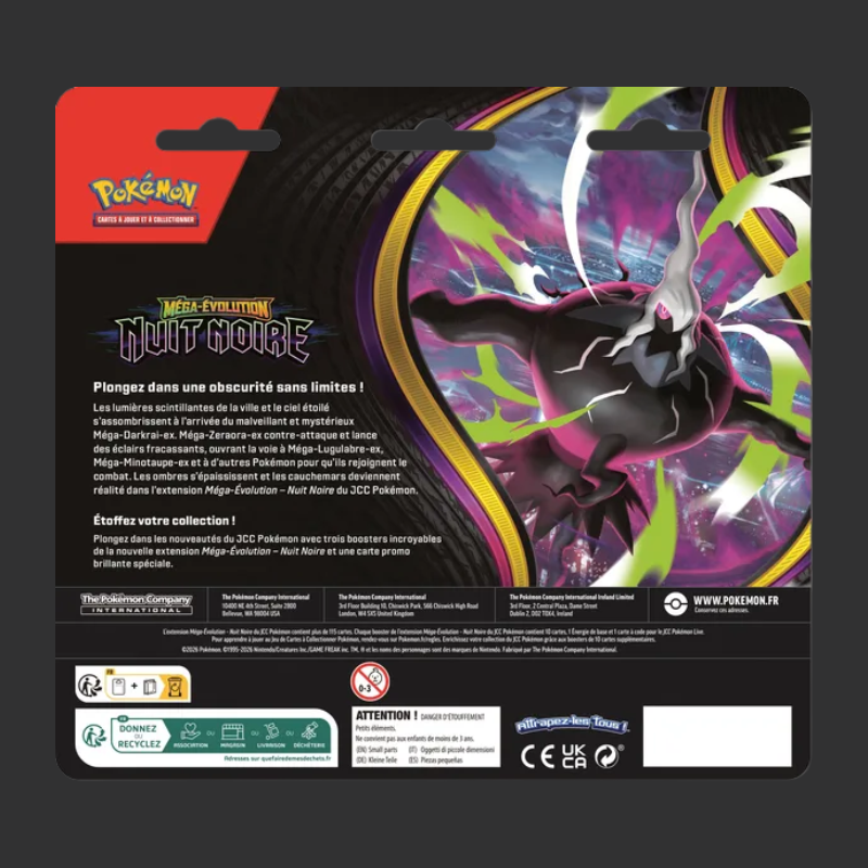 Pokémon JCC - Pack de 3 Boosters sous blister Méga-Évolution - ME05 Nuit Noire (1 blister aléatoire) - FR
