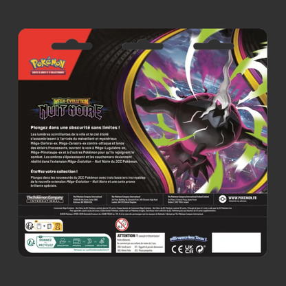 Pokémon JCC - Pack de 3 Boosters sous blister Méga-Évolution - ME05 Nuit Noire (1 blister aléatoire) - FR