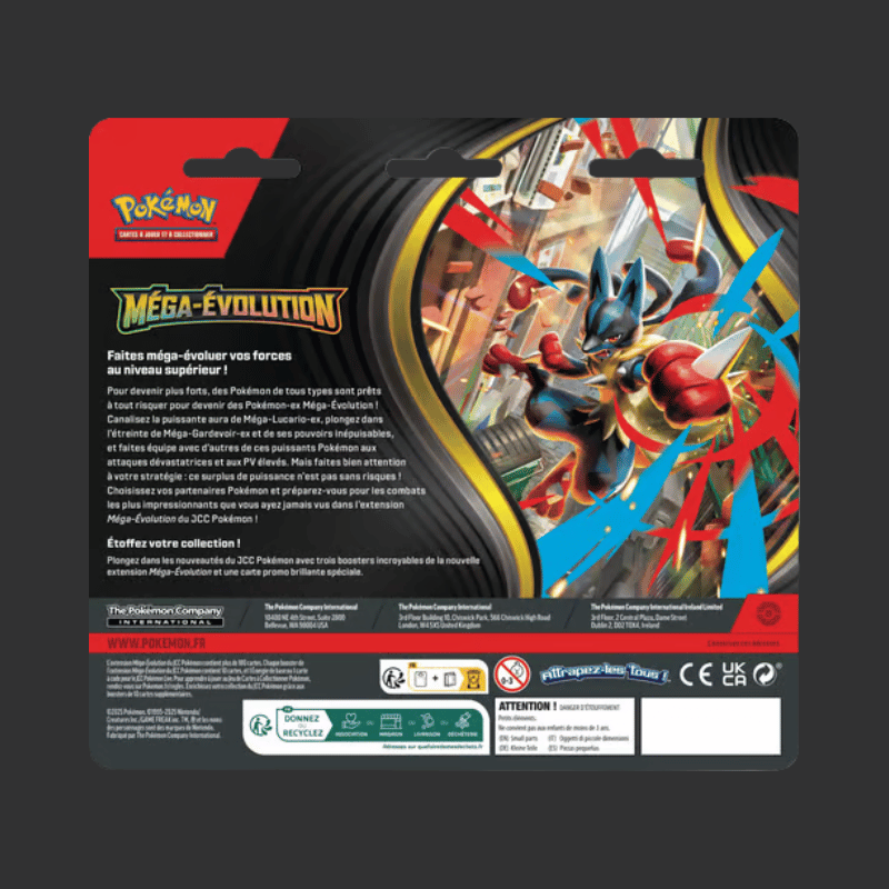 Pokémon JCC - Méga-Évolution - Pack Blister de 3 Boosters ME01 Akwakwak ou Psykokwak (1 Blister aléatoire) - FR