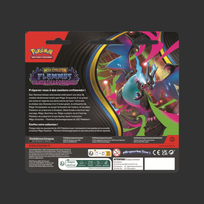 Pokémon JCC - Méga-Évolution - Pack Blister de 3 Boosters ME02 Flammes Fantasmagoriques Farfuret ou Dimoret (1 Blister aléatoire) - FR