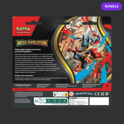 2UPG BUNDLE - Pokémon JCC - Méga-Évolution - Pack Blister de 3 Boosters ME01 Akwakwak ou Psykokwak (1 Blister aléatoire) - FR