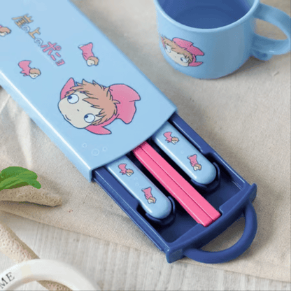 GHIBLI - PONYO SUR LA FALAISE - SET BAGUETTES CUILLÈRE FOURCHETTE PONYO DANS LA MER
