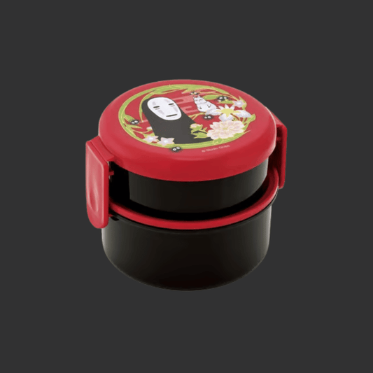 GHIBLI - LE VOYAGE DE CHIHIRO - BOÎTE À BENTO RONDE À DEUX ÉTAGES SANS-VISAGE ROUGE FONCÉ