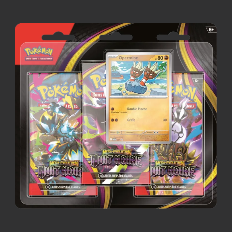 Pokémon JCC - Pack de 3 Boosters sous blister Méga-Évolution - ME05 Nuit Noire (1 blister aléatoire) - FR