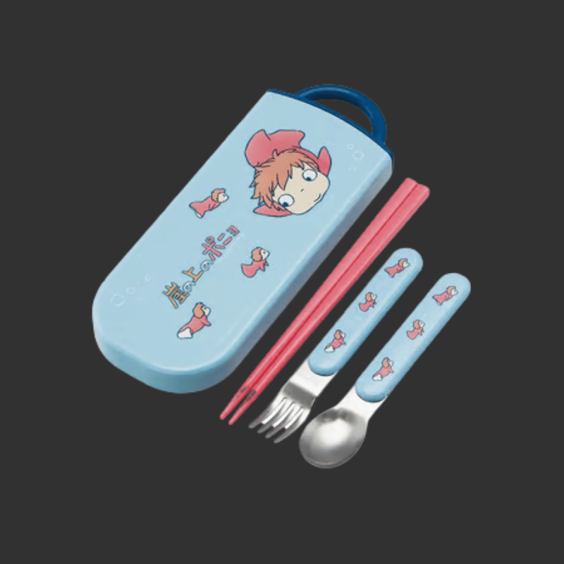 GHIBLI - PONYO SUR LA FALAISE - SET BAGUETTES CUILLÈRE FOURCHETTE PONYO DANS LA MER