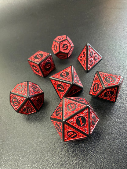 Set de 7 dés polyédriques JDR – Rouge & Noir