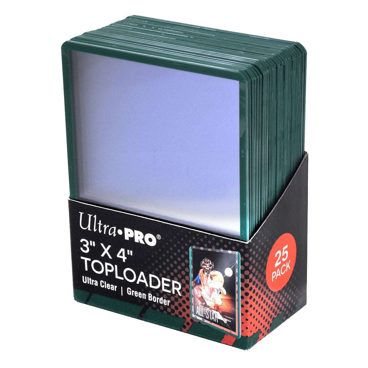 ULTRA PRO - PROTÈGES CARTES STANDARD TOPLOADER TRANSPARENT À BORDURES VERTE PAR 25 (63 X 88 MM)