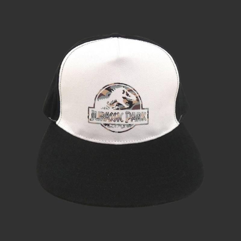 Jurassic Park - Casquette snapback noire et blanche logo camouflage