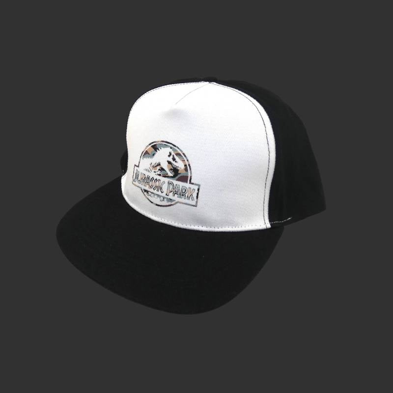 Jurassic Park - Casquette snapback noire et blanche logo camouflage